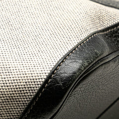 エルメス ガーデンパーティPM ハンドバッグ エクリュ ブラック トワルアッシュ レザー レディース HERMES 【中古】