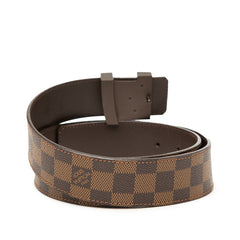 ルイ ヴィトン ダミエ サンチュール イニシアル ロゴ バックル ベルト M9807 ブラウン ベージュ PVC レザー メンズ LOUIS VUITTON 【中古】