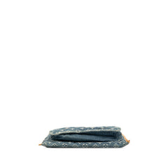 ルイ ヴィトン モノグラム デニム フラットショッパー トートバッグ ハンドバッグ M95018 インディゴブルー キャンバス レザー レディース LOUIS VUITTON 中古