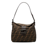 フェンディ ズッカ マンマバケット ショルダーバッグ ワンショルダー 26426 ブラウン キャンバス レザー レディース FENDI 【中古】