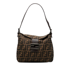 フェンディ ズッカ マンマバケット ショルダーバッグ ワンショルダー 26426 ブラウン キャンバス レザー レディース FENDI 【中古】