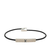 ルイ ヴィトン ブレスレット シャンゼリゼ ロゴプレート ブレスレット M8332 シルバー メタル レザー レディース LOUIS VUITTON 中古