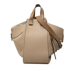 ロエベ アナグラム ハンモック ミディアム ハンドバッグ ショルダーバッグ 2WAY ベージュ レザー レディース LOEWE 中古