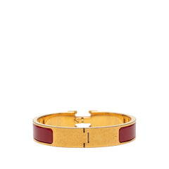 エルメス クリックH PM エナメルブレスレット バングル ゴールド レッド メッキ レディース HERMES 【中古】