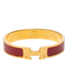 エルメス クリックH PM エナメルブレスレット バングル ゴールド レッド メッキ レディース HERMES 【中古】