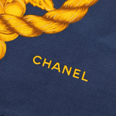 シャネル ぶどう 葡萄 スカーフ ネイビー イエロー系 シルク レディース CHANEL 【中古】