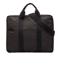 エルメス エールライン ブリーフケース 2WAY ショルダーバッグ グレー シルバー キャンバス レディース HERMES 中古