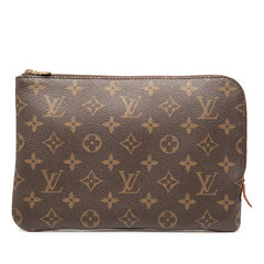 ルイ ヴィトン モノグラム エテュイ ヴォワヤージュ PM クラッチバッグ ポーチ M44500 ブラウン PVC レディース LOUIS VUITTON 【中古】
