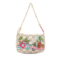 ルイ ヴィトン ダミエ アズール ヴィヴィエンヌ ミニ ポシェット アクセソワール ポーチ ミニハンドバッグ N60487 ホワイト PVC レザー レディース LOUIS VUITTON 【中古】