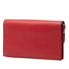 グッチ インターロッキングG 斜め掛け チェーンウォレット ショルダーバッグ 510314 レッド レザー レディース GUCCI 【中古】