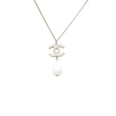 シャネル ココマーク ペンダント ネックレス B10A シルバー ホワイト メタル レディース CHANEL 【中古】