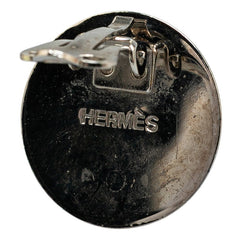 エルメス エマイユ 七宝 ボーダー イヤリング シルバー オレンジ メタル レディース HERMES 【中古】