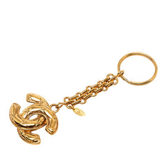 シャネル ココマーク マトラッセ キーホルダー チャーム チェーン ゴールド メッキ GP レディース CHANEL 【中古】