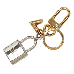 ルイ ヴィトン カレイド Vパドロック キーリング キーホルダー バッグチャーム M67376 ゴールド シルバー メタル メッキ レディース LOUIS VUITTON 中古