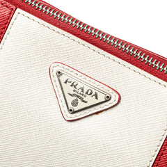 プラダ 三角ロゴプレート ショルダーバッグ レッド ホワイト レザー レディース PRADA 【中古】