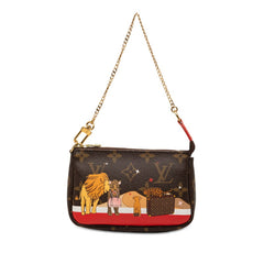 ルイ ヴィトン モノグラム チェーン ハンドバッグ アクセサリーポーチ M63830 ブラウン レッド PVC レディース LOUIS VUITTON 【中古】