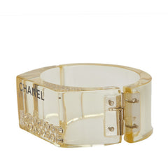 シャネル ロゴ バングル イエロー クリア プラスチック ラインストーン レディース CHANEL 【中古】