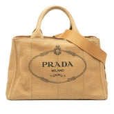 プラダ 三角ロゴプレート カナパ コルダ トートバッグ ショルダーバッグ 2WAY ブラウン キャンバス レディース PRADA 【中古】