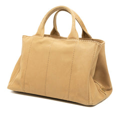 プラダ 三角ロゴプレート カナパ コルダ トートバッグ ショルダーバッグ 2WAY ブラウン キャンバス レディース PRADA 【中古】