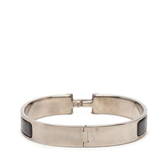 エルメス クリックH TGM Hロゴ エナメルブレスレット バングル ブラック シルバー メタル レディース HERMES 【中古】