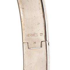エルメス クリックH TGM Hロゴ エナメルブレスレット バングル ブラック シルバー メタル レディース HERMES 【中古】