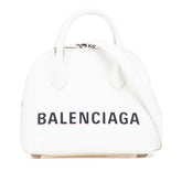 バレンシアガ ヴィル トップハンドルXXS ハンドバッグ ショルダーバッグ 2WAY ホワイト ブラック レザー レディース BALENCIAGA 【中古】