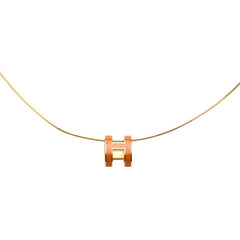 エルメス ポップアッシュH ネックレス ゴールド オレンジ メッキ レディース HERMES 【中古】