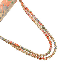 シャネル マトラッセ25 ダブルフラップ ココマーク フラワー チェーン ショルダーバッグ ピンク マルチカラー ラムスキン レディース CHANEL 【中古】