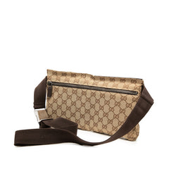 グッチ GGキャンバス ウエストバッグ 28566 ベージュ ブラウン キャンバス レザー メンズ GUCCI 【中古】