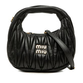 ミュウミュウ マテラッセ ワンダー ハンドバッグ ショルダーバッグ 2WAY ブラック レザー レディース MIUMIU 中古