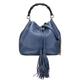 グッチ バンブー ショルダーバッグ ハンドバッグ 2WAY 387613 ブルー レザー レディース GUCCI 【中古】