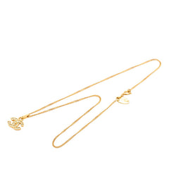 シャネル ココマーク ネックレス ゴールド グリーン系 メッキ ラインストーン レディース CHANEL 【中古】