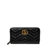 グッチ GGマーモント ラウンドファスナー 長財布 443123 ブラック レザー レディース GUCCI 【中古】