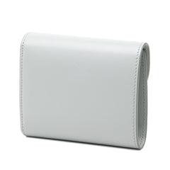 セリーヌ トリオンフ フラップウォレット 三つ折り財布 コンパクトウォレット アイスブルー レザー レディース CELINE 【中古】