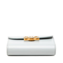 セリーヌ トリオンフ フラップウォレット 三つ折り財布 コンパクトウォレット アイスブルー レザー レディース CELINE 【中古】