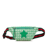 グッチ チルドレンズ GGロゴ 星 スター ウエストバッグ ボディバッグ 502095 グリーン キャンバス レザー レディース GUCCI 中古