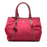 プラダ ロゴ トートバッグ ハンドバッグ ピンク ナイロン レザー レディース PRADA 【中古】