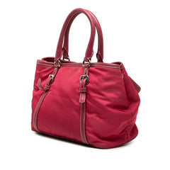 プラダ ロゴ トートバッグ ハンドバッグ ピンク ナイロン レザー レディース PRADA 【中古】