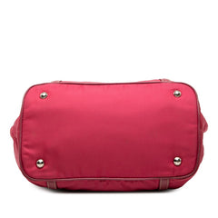 プラダ ロゴ トートバッグ ハンドバッグ ピンク ナイロン レザー レディース PRADA 【中古】