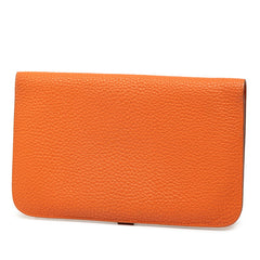 エルメス ドゴンGM 長財布 オレンジ トゴ レディース HERMES 【中古】