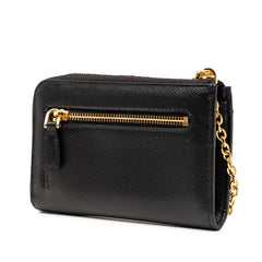 プラダ コインケース コンパクトウォレット 財布 ブラック サフィアーノレザー レディース PRADA 【中古】