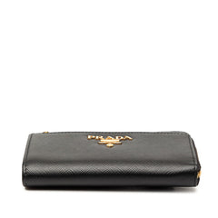 プラダ コインケース コンパクトウォレット 財布 ブラック サフィアーノレザー レディース PRADA 【中古】