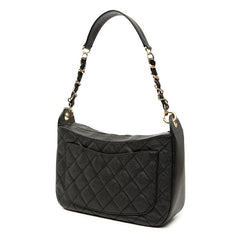 シャネル マトラッセ ココマーク チェーン ショルダーバッグ ハンドバッグ ブラック キャビアスキン レディース CHANEL 【中古】
