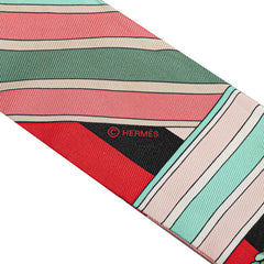 エルメス ツイリー SANGLES EN ZIGZAG ジグザグのサングル スカーフ ピンク マルチカラー シルク レディース HERMES 【中古】