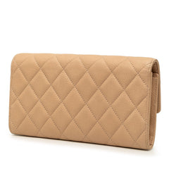 シャネル ココマーク マトラッセ 長財布 ベージュ キャビアスキン レディース CHANEL 【中古】