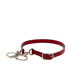 エルメス エトリエ ドゥブルトゥール チョーカー レッド シルバー レザー メタル レディース HERMES 【中古】