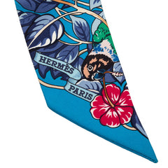 エルメス ツイリー Jungle Love スカーフ ブルー マルチカラー シルク レディース HERMES 【中古】