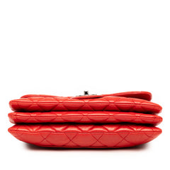 シャネル マトラッセ ココマーク チェーン ショルダーバッグ レッド ラムスキン レディース CHANEL 【中古】