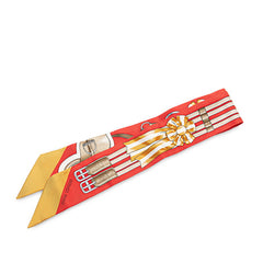 エルメス ツイリー Jumping ジャンピング スカーフ レッド マルチカラー シルク レディース HERMES 【中古】