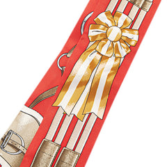 エルメス ツイリー Jumping ジャンピング スカーフ レッド マルチカラー シルク レディース HERMES 【中古】